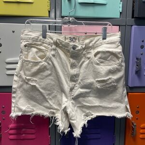 We The Free White Distressed Women's Denim Shorts